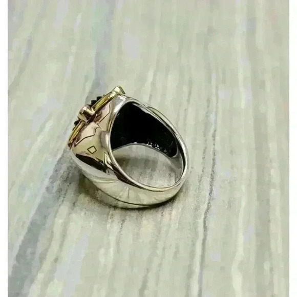 David Yurman Quatrefoil 18K Gold Sterling Silver Onyx Pink Tourmaline Ring SZ 6 - Picture 9 of 11